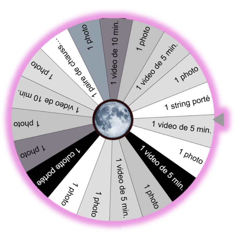 Le principe est simple.
MP moi pour commander un tour, je filme le tirage et tu reçois en cadeau

Tu as une chance de gagner :
- 1 culotte portée
- 1 string porté
- 1 paire de chaussette
- 1 vidéo
- 1 photo

#roue #plaisir #sexe #trans #cadeau #tirage #seins #sex #Chudai #wataa