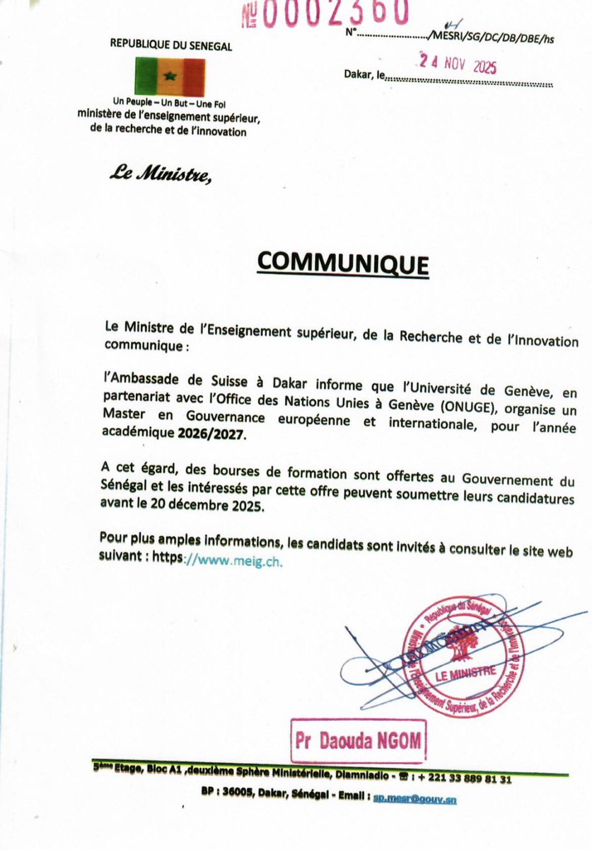 Bourses d’Études pour le Master en Gouvernance Européenne et Internationale – Université de Genève

#MESRI #Bourses #Bourses2026