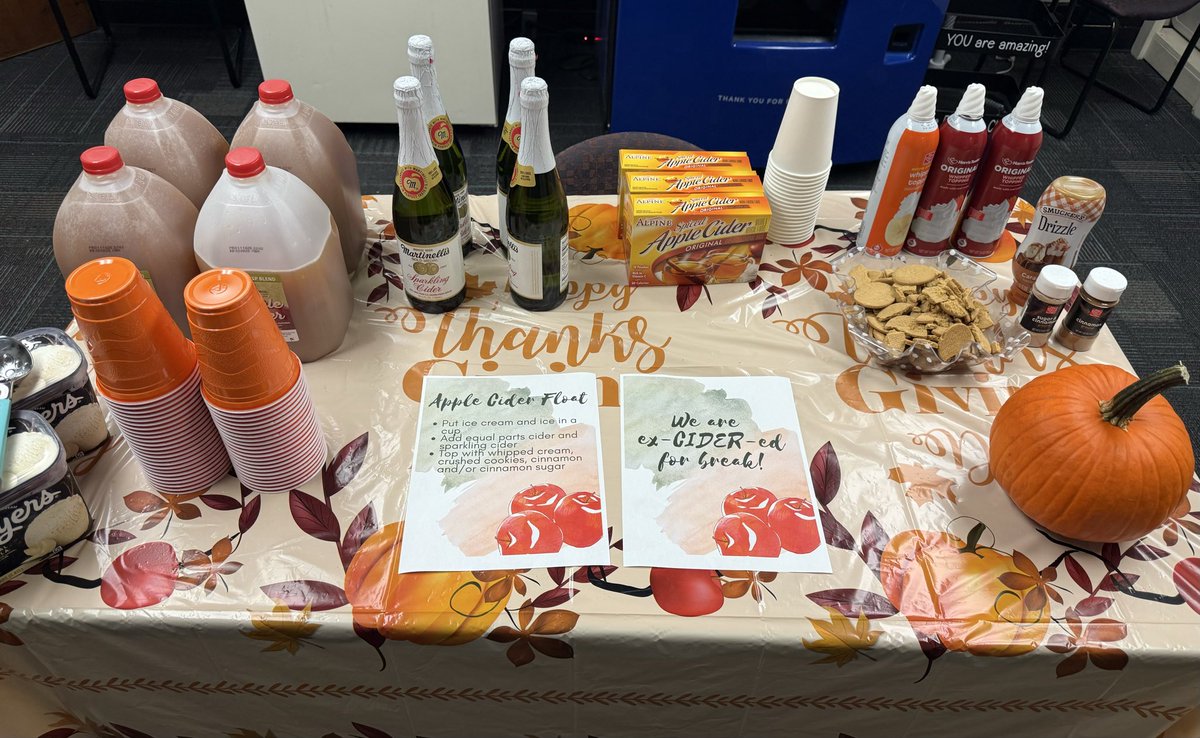Kicking off the day <a href="/SouthProvSchool/">South Providence School</a> with an apple cider bar because “we are ex-CIDER-ed for break!” Ts got to enjoy hot, cold or sparkling cider with toppings &amp; even had the option to make an apple cider float! #RethinkingAltEd #PhoenixFamily

<a href="/jgriffith352/">Jon Griffith</a> <a href="/AGHoulihan/">Andrew G. Houlihan</a> <a href="/UCPSNC/">Union County Public Schools</a>