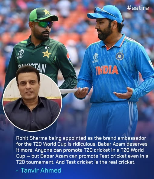 AddictorCricket's tweet image. Tanvir Ahmed believes Babar Azam should be the brand ambassador of the ICC T20 World Cup.
#satire #justforfun