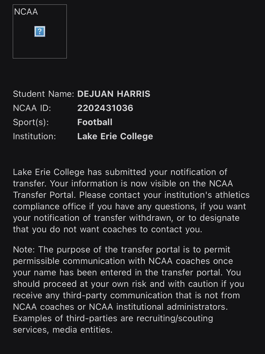 DeJuanHarriss's tweet image. Officially in the Transfer Portal
6’4 205 OLB/SAM/SS/NICKEL
10.5 Inch Hands
2 years of eligibility +RS
45 Tackles
6 TFLS
3 FF
2 PBUs
1 SACK
4 QBH
DM’s are OPEN !