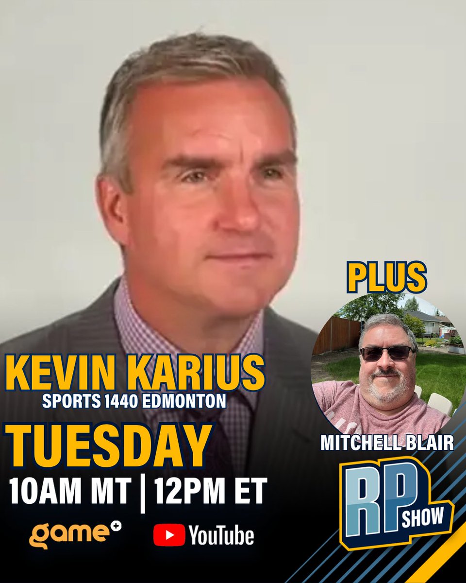 RodPedersenShow's tweet image. 🚨 LIVE TODAY on The Rod Pedersen Show!
Kevin Karius joins Rod to talk NHL, CFL, Oilers, and more — plus Mitchell Blair!

📺 Watch live: YouTube loom.ly/lgDH51c

📺 @GamePlusNetwork 
📺 @silverstsports (6pm PDT)

#RPShow #Sports #sportstalk #nhl #nfl #rodpedersen