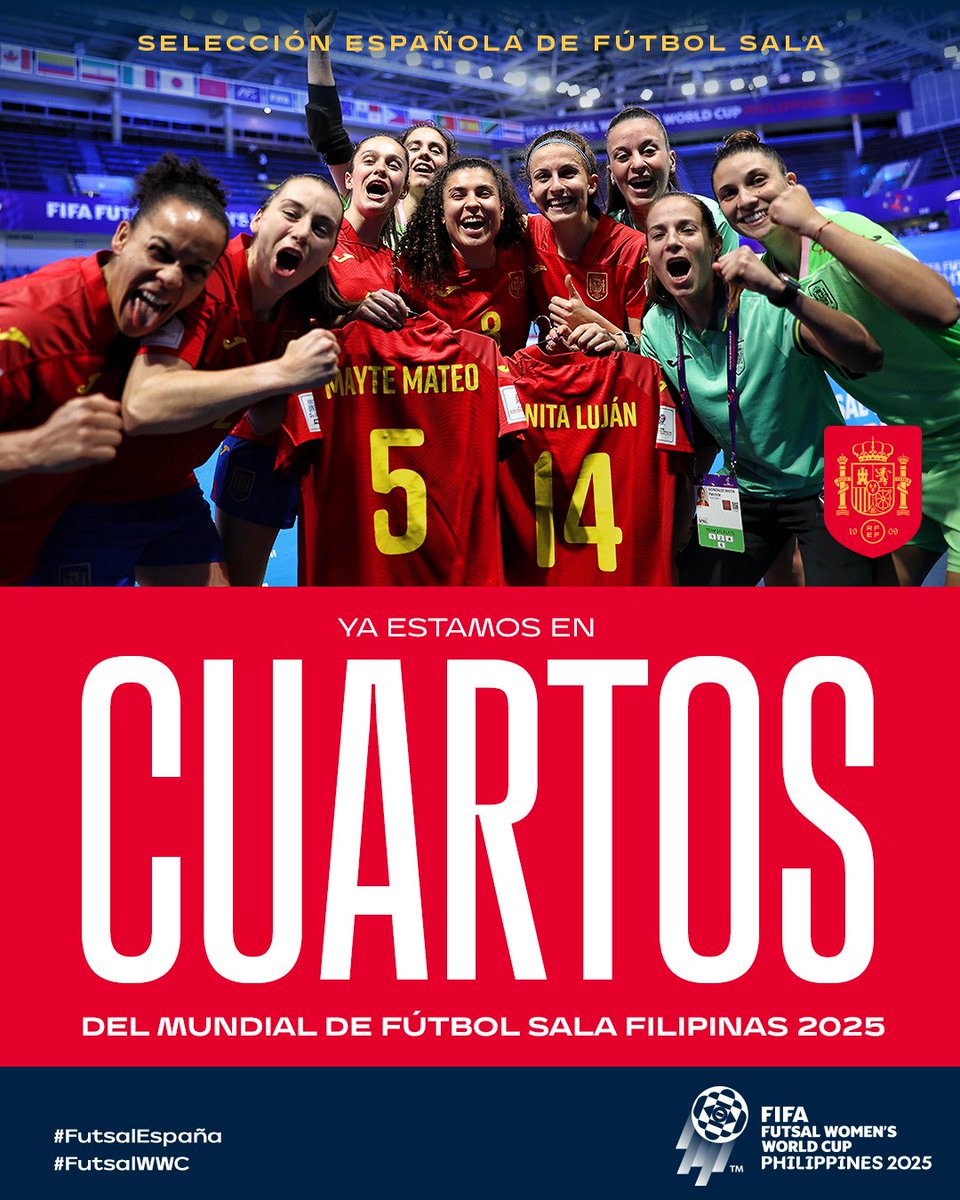 SEFutbolFem's tweet image. 🍾 ¡𝗬𝗮 𝗲𝘀𝘁𝗮𝗺𝗼𝘀 𝗲𝗻 𝗰𝘂𝗮𝗿𝘁𝗼𝘀 𝗱𝗲 𝗳𝗶𝗻𝗮𝗹!

✍️ CRÓNICA: rfef.es/es/noticias/cr…

#FutsalEspaña | #FutsalWWC