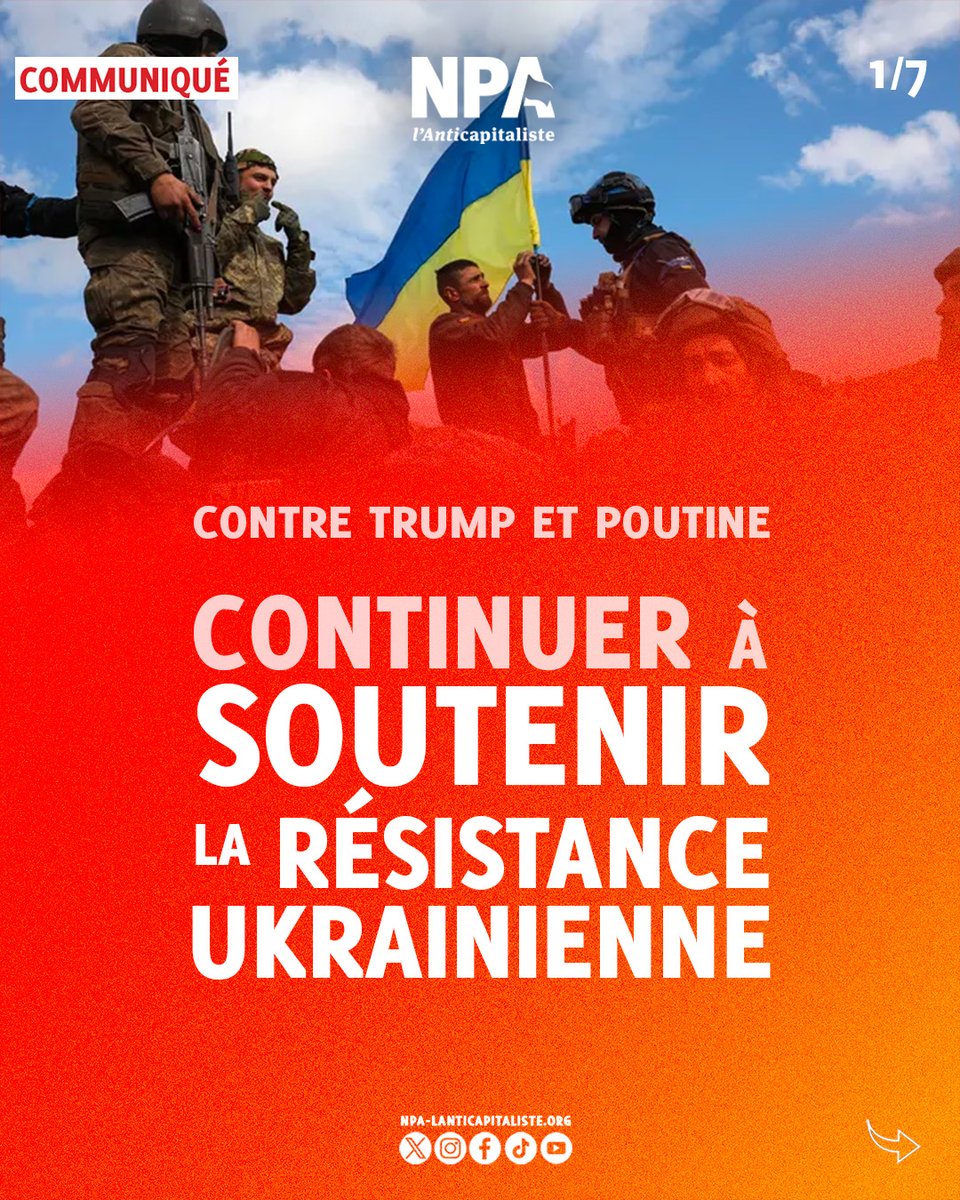 NPA_officiel's tweet image. 🇺🇦 Après l&apos;annonce du plan de &quot;paix&quot; de Trump et Poutine, le NPA tient à réaffirmer son soutien et sa solidarité totale au peuple ukrainien, à sa résistance armée et non armée.

COMMUNIQUÉ ⤵️
1/7