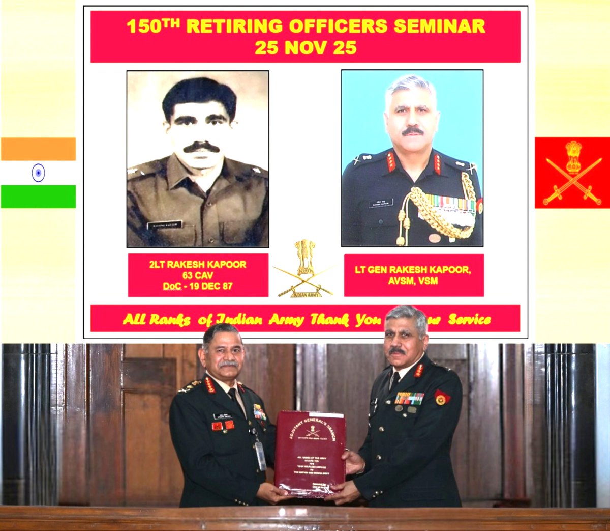 adgpi's tweet image. Honouring a Lifetime of Service to the Nation.

#GeneralUpendraDwivedi, #COAS interacted with the Officers superannuating on 30 November 2025 during the Retiring Officers&apos; Seminar #ROS. #COAS commended the Officers for their selfless service to the Nation &amp;amp; the organisation and…