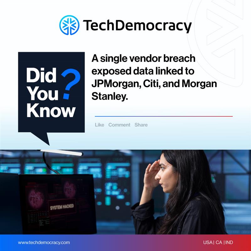 techdemocracy's tweet image. A single vendor #breach let attackers access corporate files and customer-linked data from major banks.

This is a clear case of #datatheft made possible by one weak link in the #SupplyChain, a risk many businesses still overlook.

#CybersecurityAwareness #CyberDefense