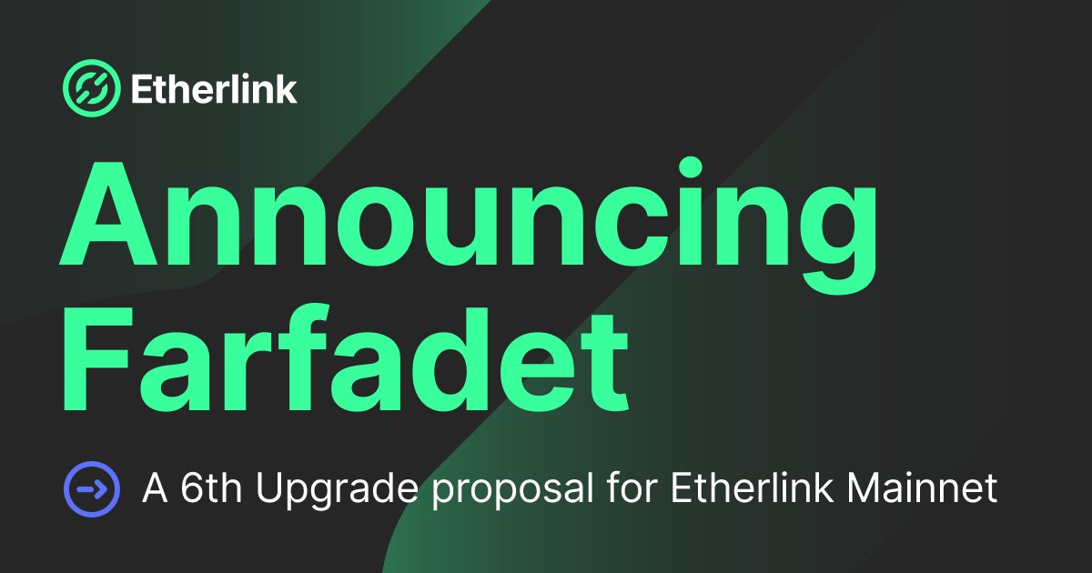 etherlink's tweet image. Announcing Farfadet 🌿 ✨

Etherlink Mainnet’s 6th upgrade proposal is here!

• Support for the Osaka EVM version after the Fusaka hardfork 🇯🇵
• Chain capacity boosted from 14MGas/s → 27MGas/s ⛽
• Unlocking Instant Confirmations: ~10x faster transaction receipts ⚡