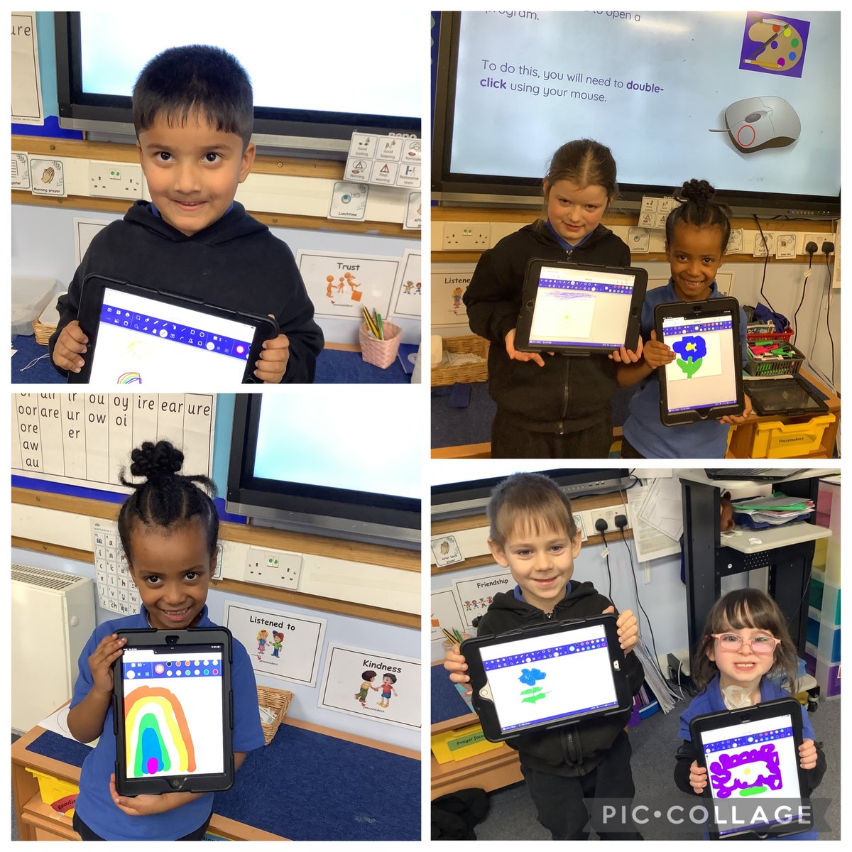 AbbeyPrimary's tweet image. Today we were developing our mouse skills and drawing a picture on our iPads #Y1 #computing