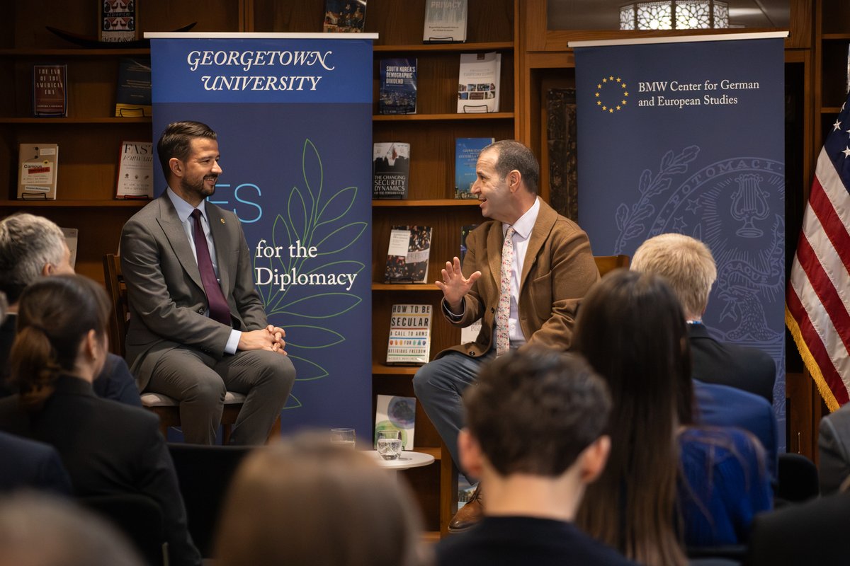 georgetownsfs's tweet image. Last week, Montenegro’s President H.E. @JakovMilatovic joined @GUDiplomacy and @EuropaSaxa for a talk on Montenegro’s path to EU membership, its role in regional stability and what its acceptance could signal about the future of EU enlargement. 🇲🇪