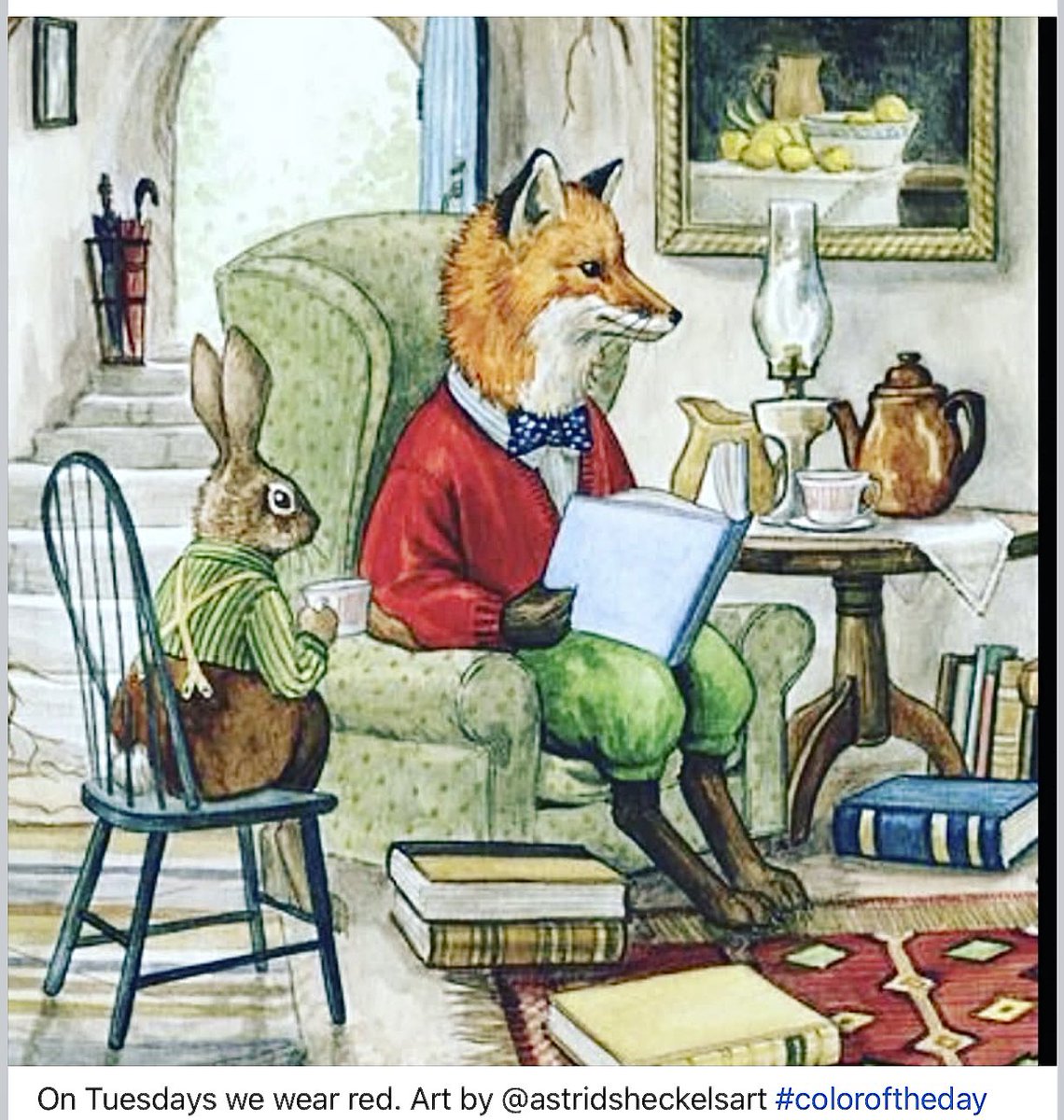 ScorpioLisaM's tweet image. On Tuesdays we wear red. Art by Astrid Sheckels. #coloroftheday #TuesdayFeeling