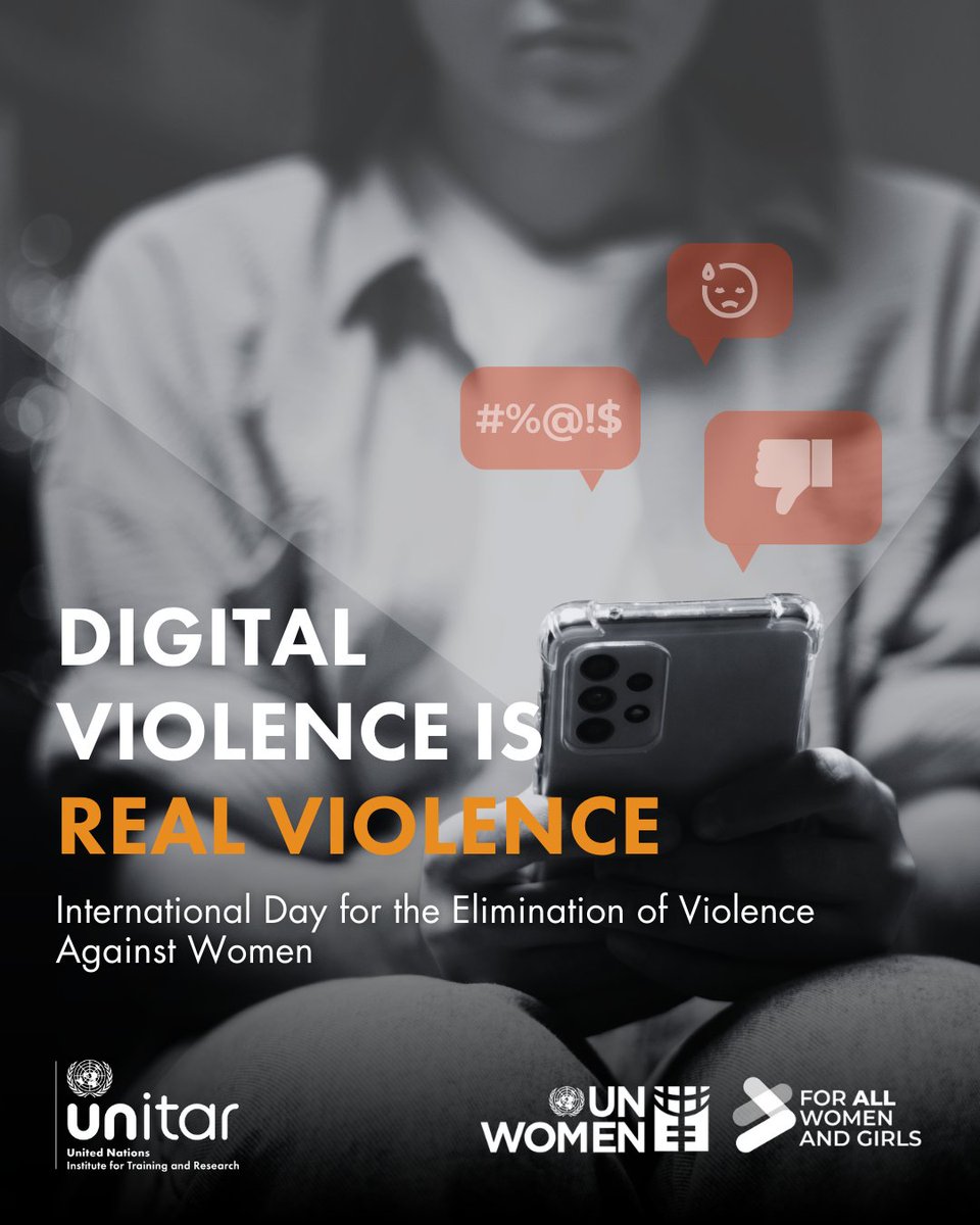 UNITAR's tweet image. 🧡 Digital spaces should empower women and girls, not put them at risk.

Today, we join the call to UNiTE to End Digital Violence against Women and Girls.

Let’s speak out, support survivors, and push for safer online spaces.

#NoExcuse #ACTtoEndViolence #16Days