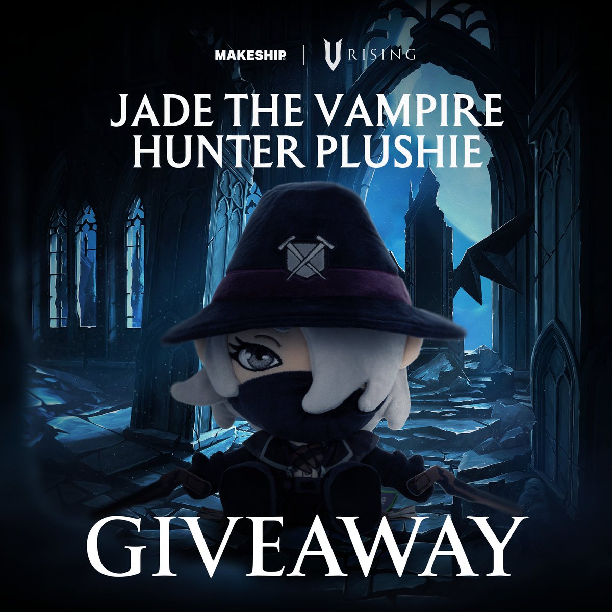 VRisingGame's tweet image. Jade the Vampire Hunter plushie emerges from stealth on pre-order November 28th! Enter this giveaway and be the first to win one of the two we&apos;re giving away!

How to enter?

1. Follow @makeship and @VRisingGame
2. Retweet this post

Good luck, Vampires!