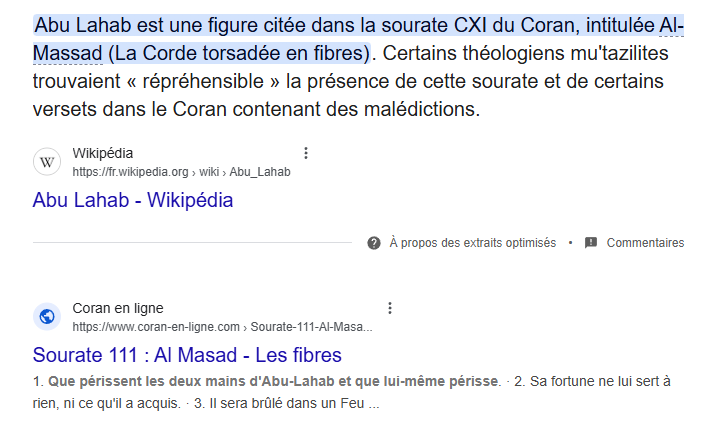 LaPesteRousse's tweet photo. Le coran des califes, maudit sans cesse, n'existe quasiment que par la menace et le pointage des autres, jusqu'à citer un mec de l'époque. Imaginez un "que macron périsse". Quel est le but pour l'humanité de connaitre le nom d'un mec du 7ieme siècle et entendre la prière/souhait https://t.co/S5sBsQMLep