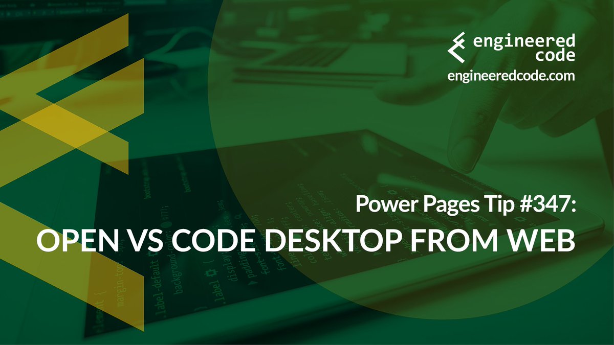 Engineered_Code's tweet image. #PowerPages Tip 347 - Open VS Code Desktop from Web #PowerAppsPortals #PowerApps #MSDyn365Portals #MSDyn365 youtu.be/mPT6qm9DBkY