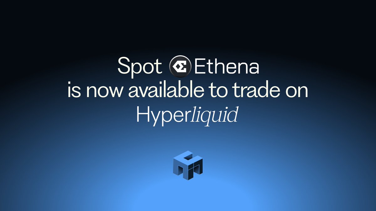 Spot Ethena deposits, withdrawals, and trading are now officially live on Hyperliquid.

Deposit ENA on app.hyperunit.xyz

Trade spot ENA at app.hyperliquid.xyz/trade/ENA/USDC