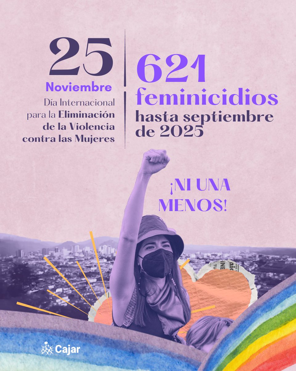 Ccajar's tweet photo. 🌷Hoy, #25N, resaltamos la lucha histórica de las mujeres por sus derechos, una lucha que ha transformado realidades, ampliado libertades y abierto caminos para las nuevas generaciones. Dignificamos su resistencia y su fuerza colectiva. 

Hoy también hacemos memoria por las que faltan, porque no estamos todas.  Ni una menos.