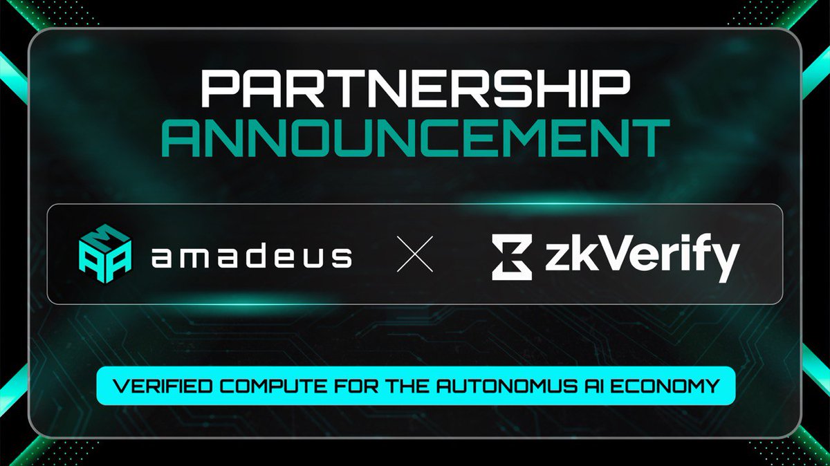 amadeusprotocol's tweet image. We’re partnering with @ZKVProtocol to bring verified compute and privacy-preserving AI to the Amadeus network.

ZK Verify’s zero-knowledge proof layer ensures every agent action is provably correct.

Amadeus turns compute into intelligence.