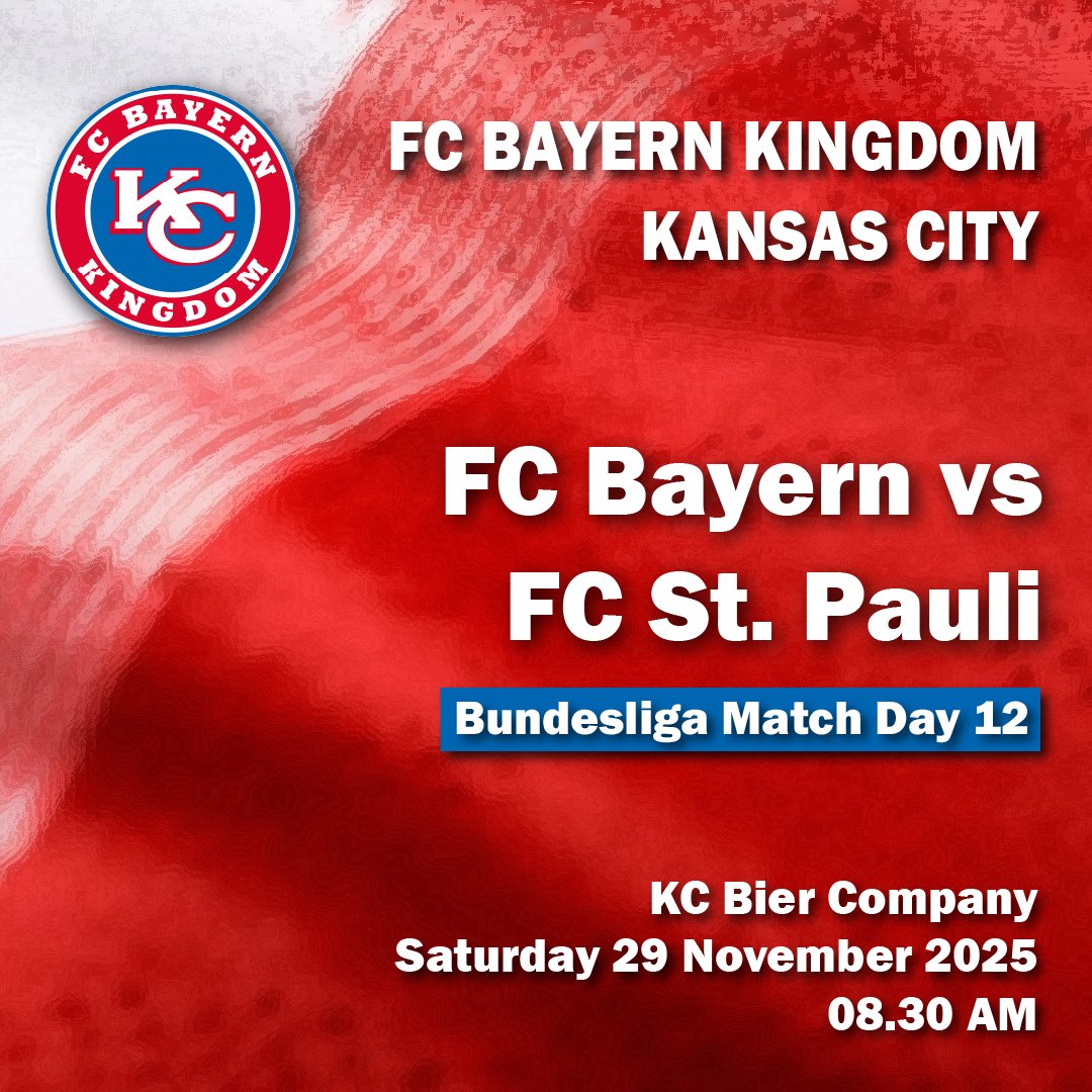 Bundesliga Match Day 12: FC Bayern vs FC St. Pauli at @kcbierco ⚽️🥨🍻

facebook.com/events/8778273…

#fcbayern #fcbkkc #packmas