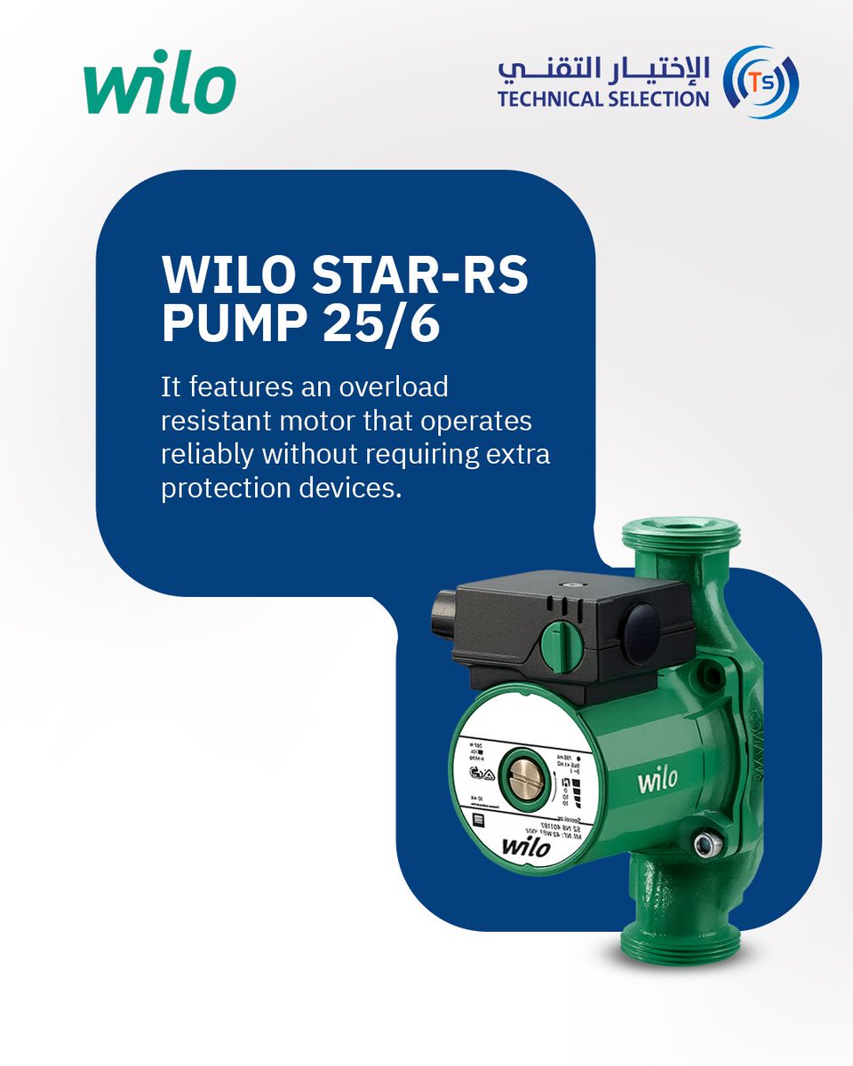 TSCWP's tweet image. The Wilo Star-RS 25/6 runs with an overload-resistant motor ideal for heating &amp;amp; cooling circulation
اعتمادية وهدوء وجودة تدوم. تعمل مضخة Wilo Star-RS 25/6 بمحرك مقاوم للتيار الزائد لأنظمة التدفئة والتبريد.
تواصل معنا: wa.me/qr/NX3JYY6DU6E…
#Wilo #TSC #CirculatorPump