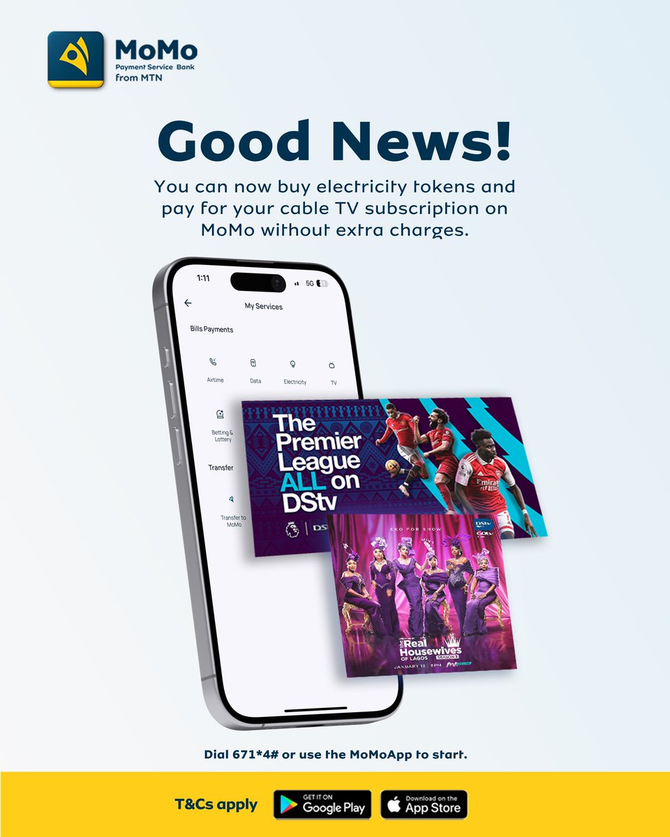 MoMo_PSB's tweet photo. Still thinking of getting the MoMo app? Take this as your sign to go for it. 🚀

Enjoy zero charges when you buy electricity or pay for Cable TV.
The real ones know — MoMo don’t play.

Hit the link in bio to get the app and enjoy the perks.

#MoMo #PSB #BillsPayment https://t.co/oqvcqjlL92