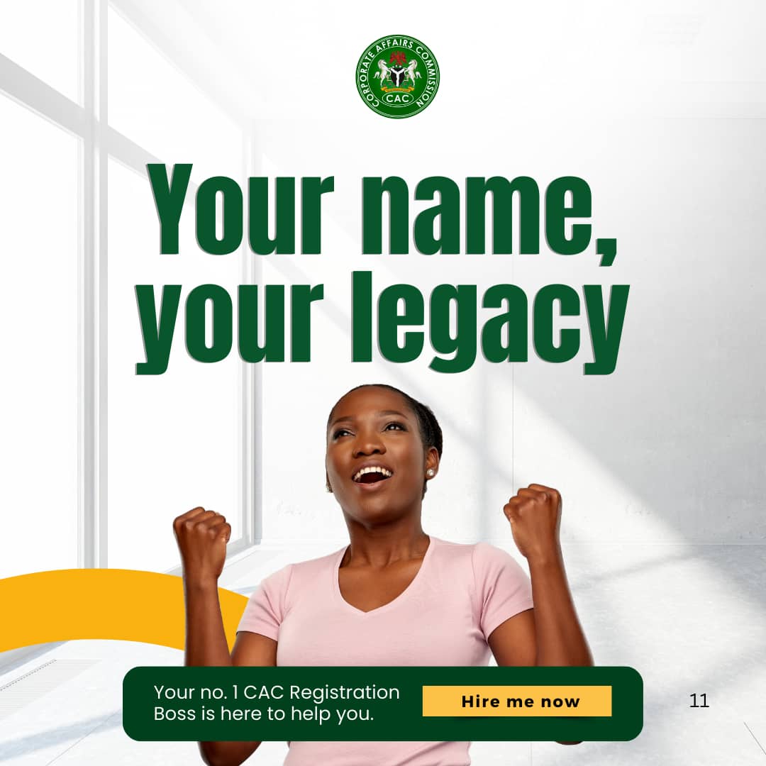 BlendsBusiness's tweet photo. Your name is your legacy.

Without CAC registration, anyone can claim the brand you’ve worked hard to build.
Protect your identity, secure your vision, and own your story, starting today.

Contact us:
🇳🇬 +234 806 751 3288
WhatsApp: https://t.co/OJTRZR3tVX https://t.co/G8CA1HSxuo