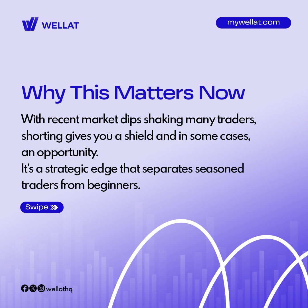 WellatHq's tweet image. Discover what sets shorting apart from holding, and how pro traders pick the strategy that protects them in a dip.

Ready to trade smarter? Join the Waitlist: mywellat.com

#ProTraders #crypto #CryptoTrading #trading #copytrading #btc #wellat #marketdips #shorting