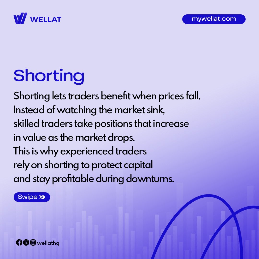 WellatHq's tweet image. Discover what sets shorting apart from holding, and how pro traders pick the strategy that protects them in a dip.

Ready to trade smarter? Join the Waitlist: mywellat.com

#ProTraders #crypto #CryptoTrading #trading #copytrading #btc #wellat #marketdips #shorting