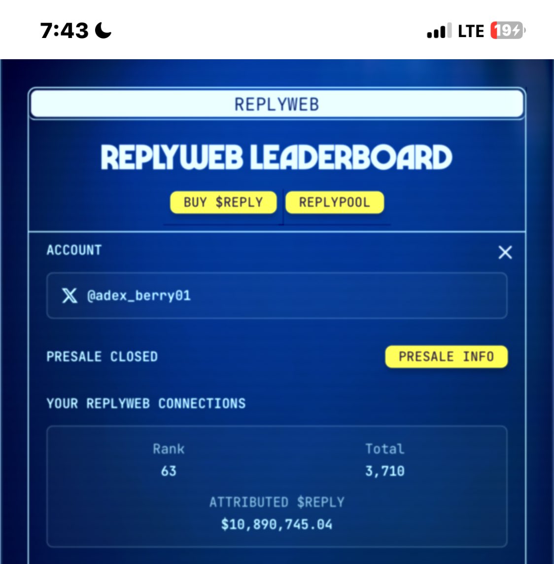 ADEX_BERRY01's tweet image. The new ReplyWeb update is mad 😭
People are still sleeping on it but I’m already climbing…
Top 60 and warming up 👀🔥

If they like your post &amp;amp; drop $REPLY in the pool…
YOU EARN.
Simple.

Everyone posting for free while @ReplyCorp is paying us to do the same thing