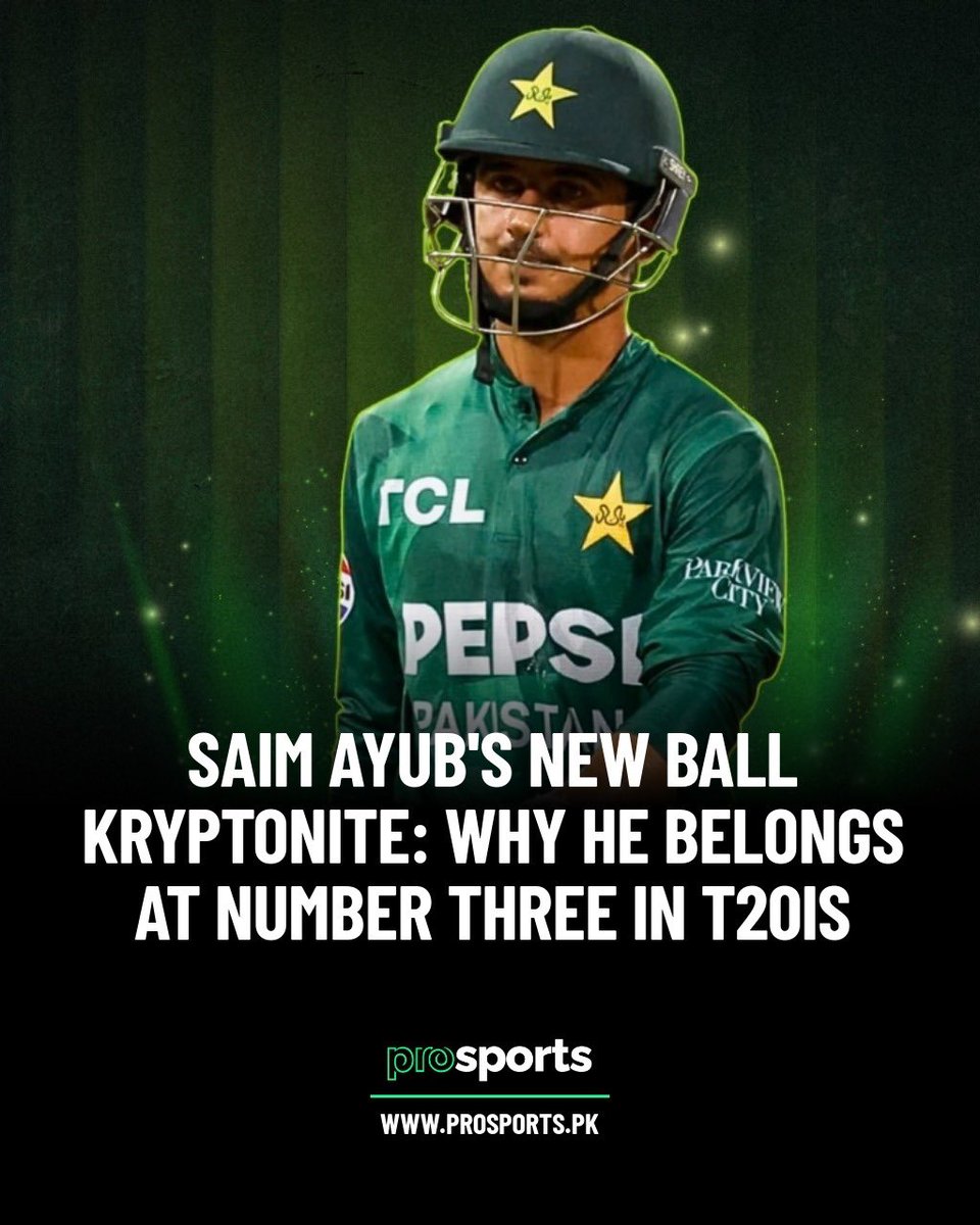 ProSportsStudio's tweet image. A data backed look at why Saim Ayub truly belongs at number 3 for Pakistan in T20Is, and how a small tactical shift could unlock a world class match winner! 

Read Full Article: propakistani.pk/2025/11/25/sai…

#PakistanCricket