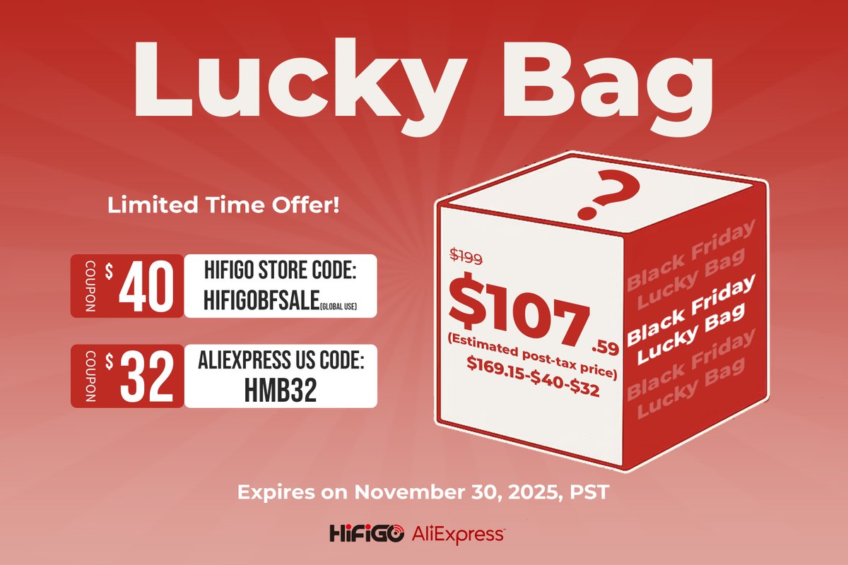HiFiGoAudio's tweet image. 🎁Ready for a surprise?🙋
💫Open yours and discover something awesome at a big discount.🍀
🛒 aliexpress.com/item/100501037…
#HiFiGo #AliExpress #luckybag #IEM #HiFi #BlackFridayDeals #sale #music