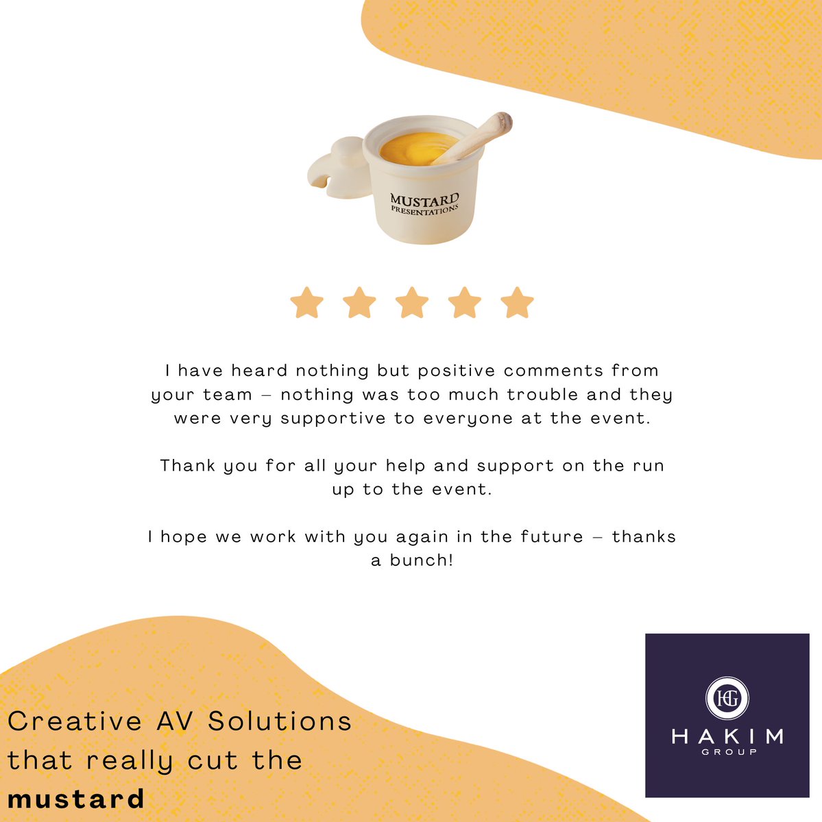 Proud to share this 5 star feedback from the <a href="/TheHakimGroup/">Hakim Group</a> 
Hope to work with you again soon! 😇
