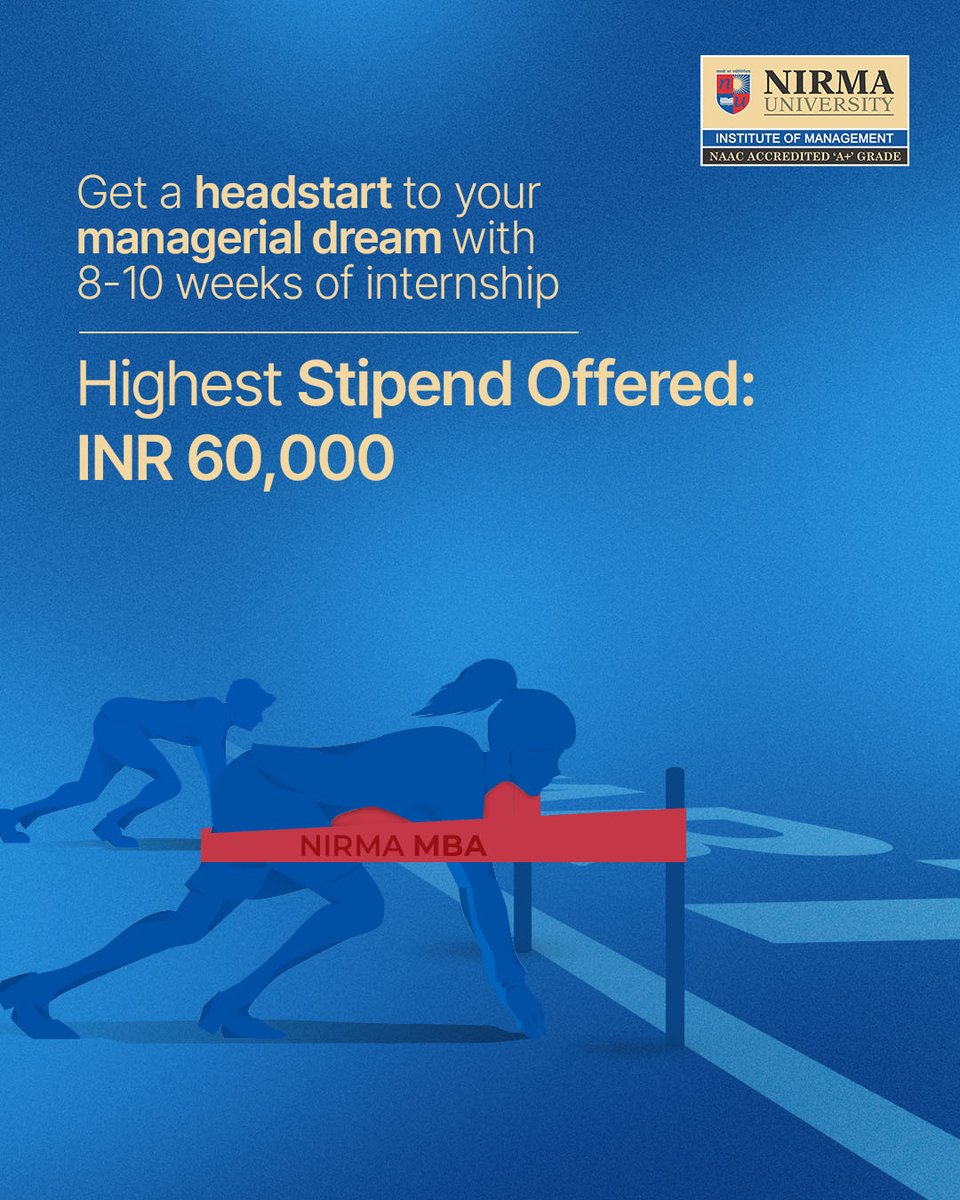 IMNUOfficial's tweet image. Make sure that you beat everyone in the race with a headstart that you get with our MBA internships. Top companies hire our future-ready managers.
.
.
.
.
#IMNU #NirmaUniversity #MBAInternships #HeadStart #FutureReadyManagers #TopRecruiters #CampusRecruitment #SummerInternship