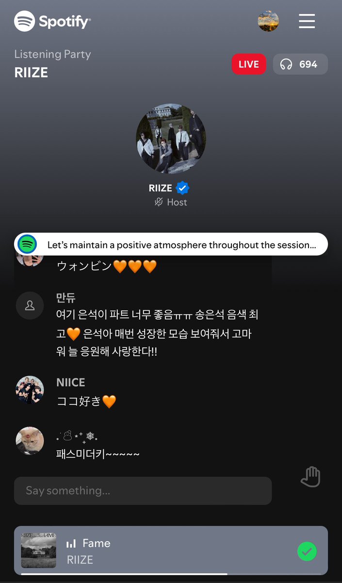 Project4RIIZE's tweet image. JOIN THE LISTENING PARTY NOW!

🔗 party.spotify.com/event/4QkZRQxF…

#SpotifyListeningParty @SpotifyPH 
#RIIZE #라이즈 #RIIZE_FAME @RIIZE_official