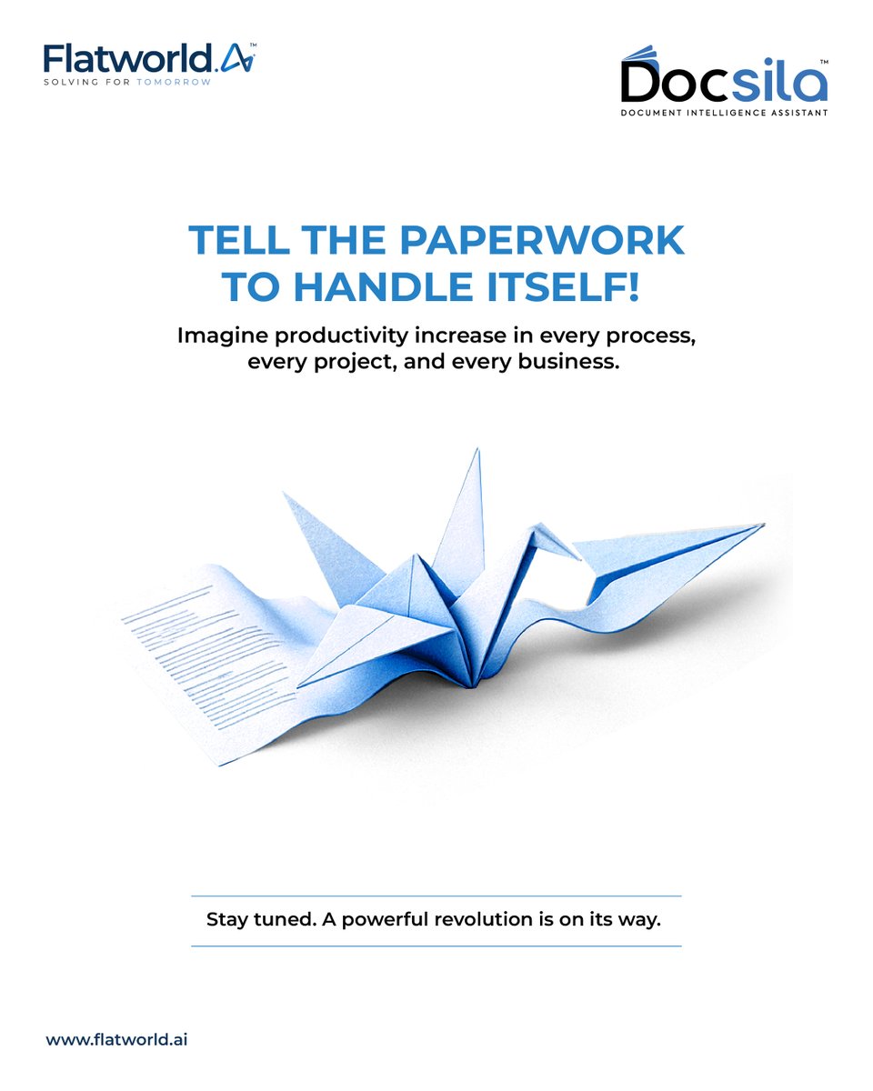 FlatworldAI_'s tweet image. Documents that read, route, and organize without you lifting a finger. Approvals, reporting, and compliance will feel lighter.

The future of effortless workflow is imminent. The countdown begins.

#DocumentIndexing #DocumentManagement #PaperlessWorkflow #PaperToDigital