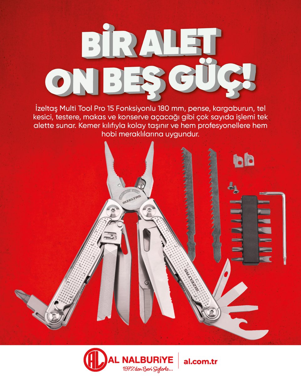 AlNalburiye's tweet image. Bir alet, on beş güç.

Ustaların tercihi artık cebinizde, tek bir araçla tam 15 fonksiyon! 

💥 Al Nalburiye güvencesiyle hemen sipariş verin!

📍 Ürün detayları ve fiyat için: al.com.tr

#ALNalburiye #x #MultiTool #ElAleti #Hırdavat #UstaSeçimi #ÇokAmaçlı #Takım