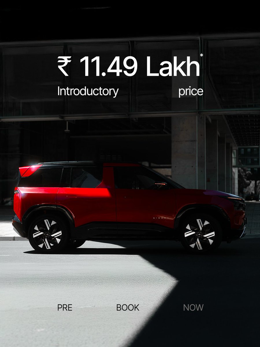 TataMotors_Cars's tweet image. One more reason to Escape Mediocre SUVs.
Tata Sierra. Introductory price starts at ₹11.49 Lakh*

Because we care that premium shouldn’t be for a few. It starts here.
Pre-book now: Rebrand.ly/PreBookSierra

*T&amp;amp;C apply.

#Sierra #TataSierra #EscapeMediocre