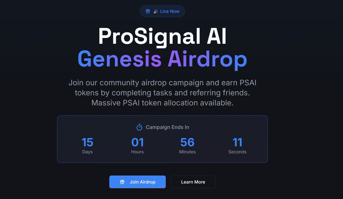 prosignalvip's tweet image. 🚨 PROSIGNAL AI AIRDROP GOES LIVE 🚨

 Launch Time: UTC 11:00 —  Airdrop Campaign Runs for  15 Days Only. 

Be part of the next evolution in sports analytics.

ProSignal AI delivers AI-driven football predictions powered by real-time data and machine learning.

💎 AIRDROP…