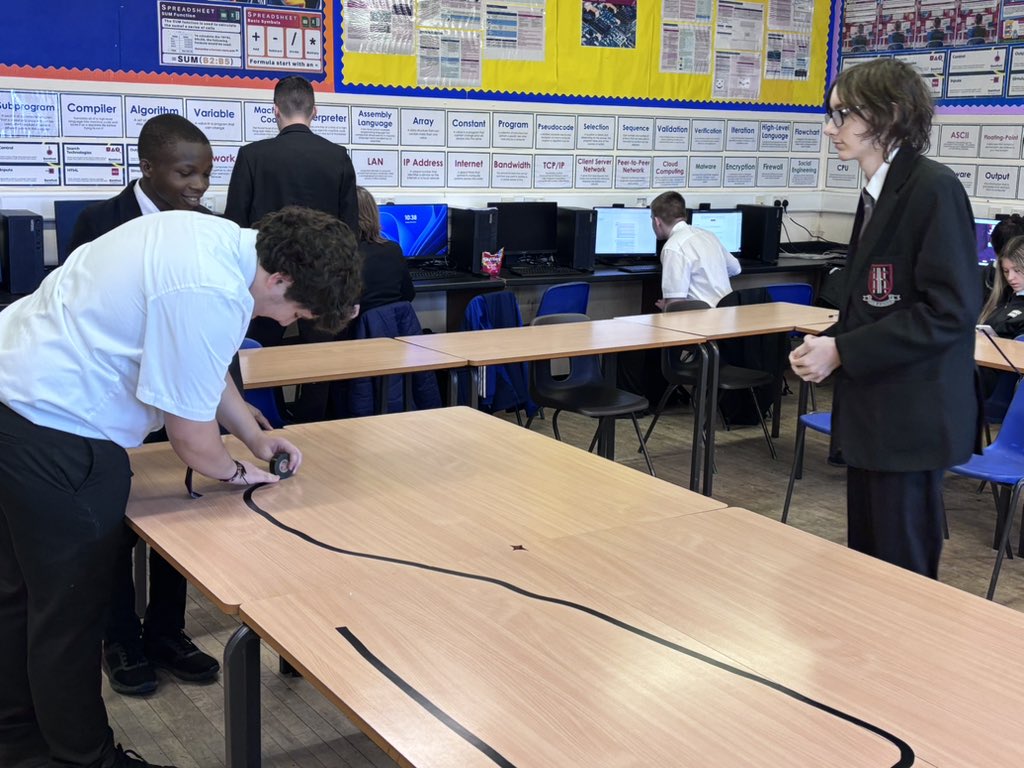 BCA_Computing's tweet image. Year 11 learners preparing for #STEM club. Year 7 learners will be following the micro python tutorials to code line following robots in club today. #computerscience #code #roboticsengineering