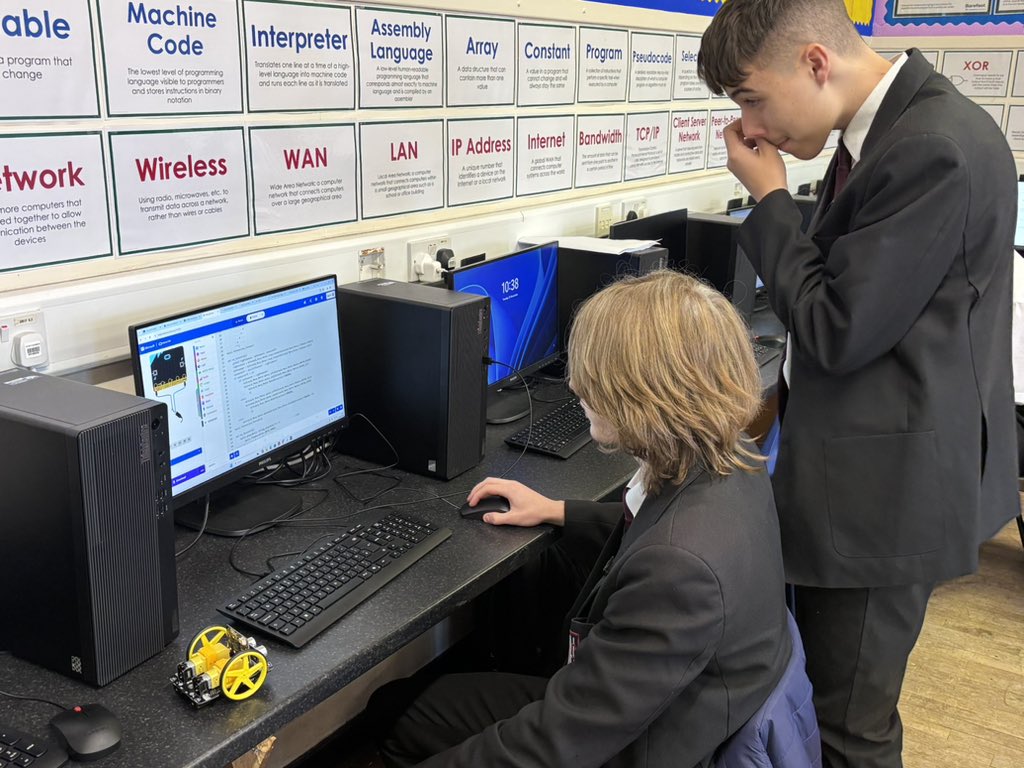 BCA_Computing's tweet image. Year 11 learners preparing for #STEM club. Year 7 learners will be following the micro python tutorials to code line following robots in club today. #computerscience #code #roboticsengineering