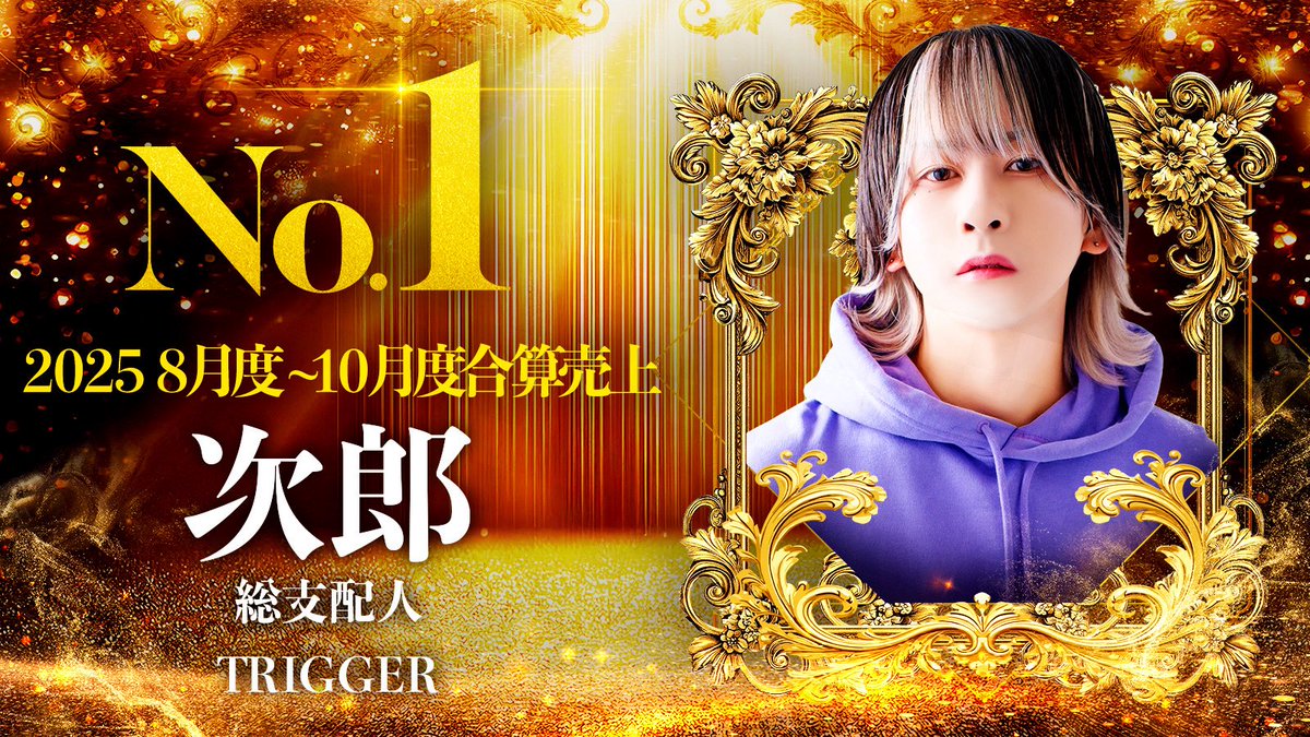 ✨￣￣￣￣￣￣￣￣￣￣✨
            ✨️2025年✨️
     ✨️8月度～10月度✨️
   ═══════════
     ✨店舗総合 表彰式✨
   ═══════════
      ✨合算売上No.1✨
      💫次郎 総支配人💫
           <a href="/trigger_jiro/">次郎（Jiro）</a>
✨＿＿＿＿＿＿＿＿＿＿✨

#TRIGGER #千葉ホス