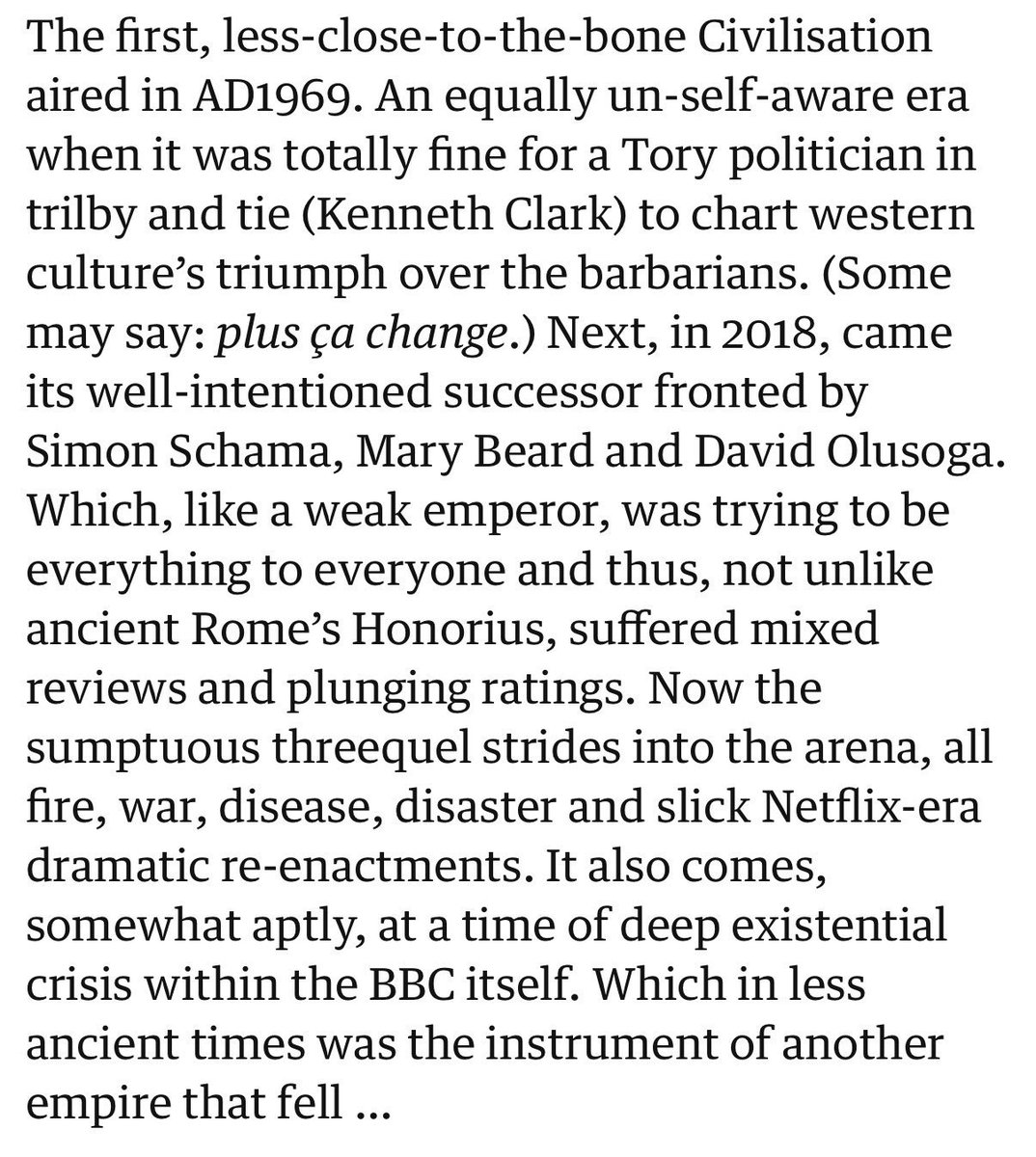 andrewdoyle_com's tweet image. The Guardian has corrected this howler, in which its reviewer confuses art historian and lifelong Labour voter Kenneth Clark with Tory grandee Kenneth Clarke.

But the haughty and dismissive summary of Clark’s “Civilisation” is further evidence that she hasn’t watched it.