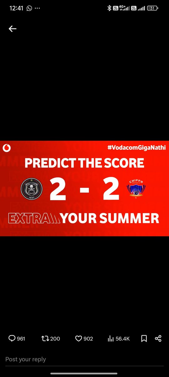 19_DrSLY's tweet photo. @orlandopirates @ChippaUnitedFC @Vodacom #VodacomGiganathi 

@orlandopirates 2 - 2 @ChippaUnitedFC https://t.co/P0bMScUiZ7