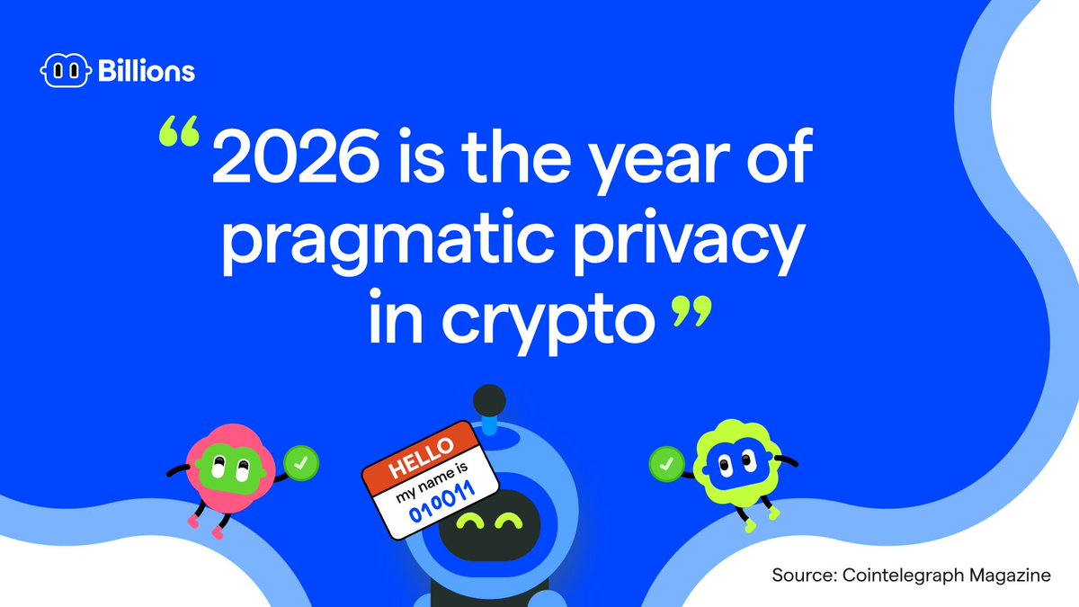 billions_ntwk's tweet image. &quot;2026 is the year of pragmatic privacy in crypto&quot;

@Cointelegraph just featured Billions alongside the Ethereum Foundation, Zcash, and Canton Network in their deep-dive on why privacy is no longer optional.

Here’s what they said 🧵

For years, crypto promised freedom but…