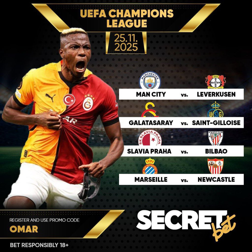 3 odds on SECRETBET
Code : 72JRP

Not registered yet? Bet here : slim.link/5aTnQ1Q
Promo code : OMAR