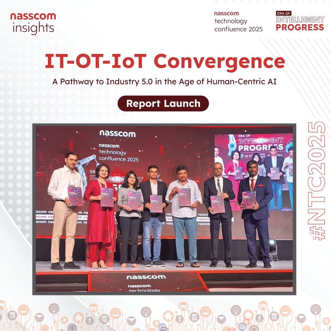 NasscomR's tweet image. #ReportLaunch || Live from #NTC2025 Chennai 
 
At the #NTC2025 Chennai, @nasscom  released its latest report in partnership with @HitachiDS - “IT- OT- IoT Convergence: A Pathway to Industry 5.0 in the Age of Human-Centric AI."
 
The Report was unveiled in the presence of P Thiaga