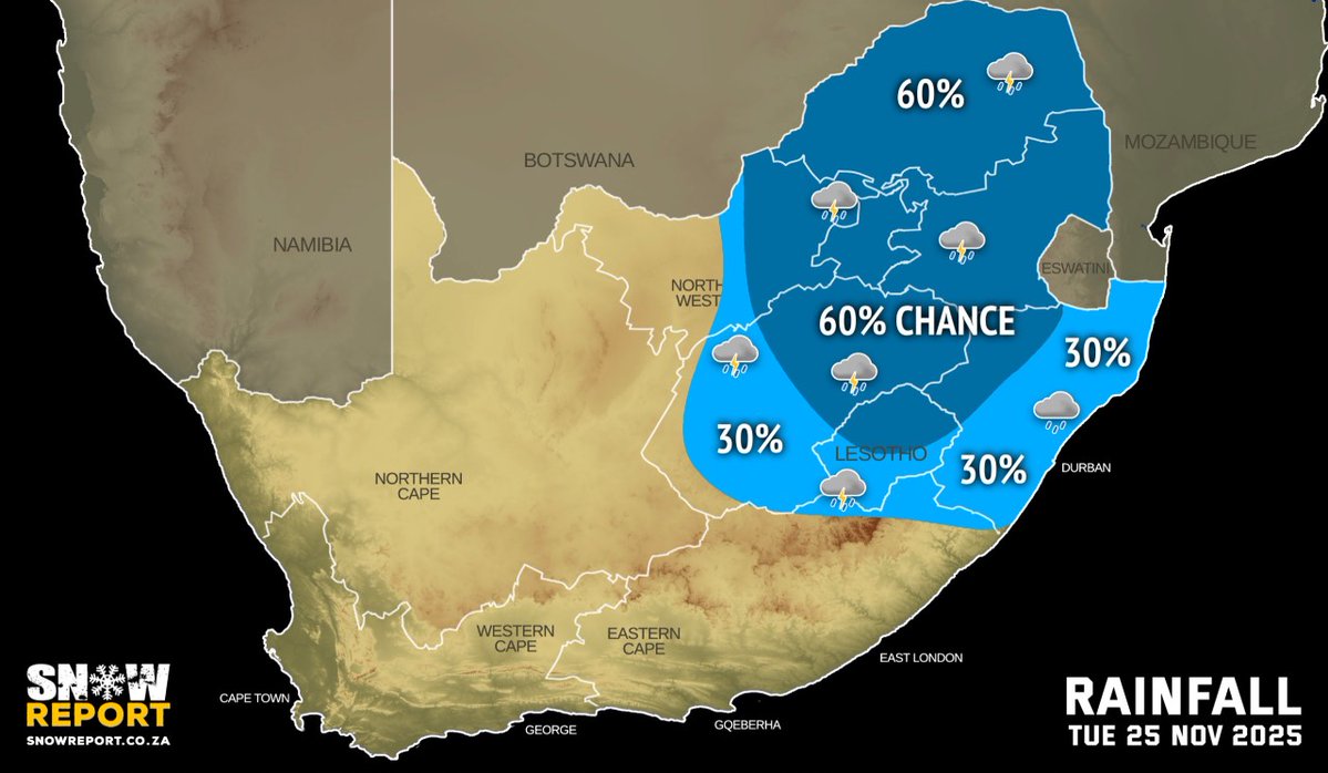 SnowReportSA's tweet image. UPDATED WEATHER: A heat wave in the west and severe thunderstorms continue in the east. See snowreport.co.za for the full forecast #saws #saweather #forecast #weatherwarnings