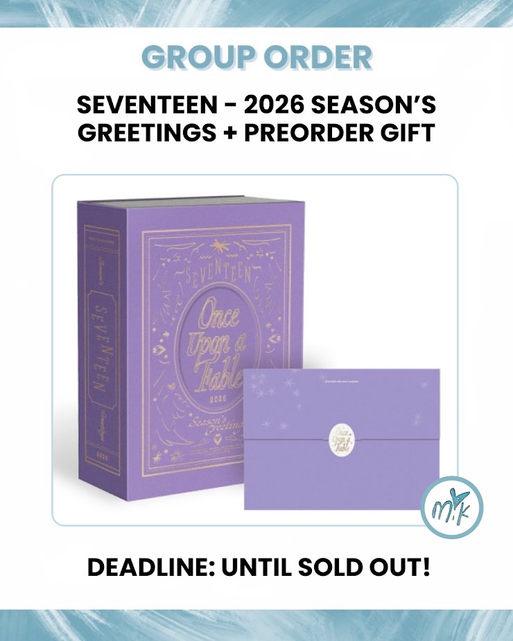 🇮🇹🇪🇺[#GO] #SEVENTEEN - 2026 SEASON’S GREETINGS - Preorder Gift

<a href="/MIK_GO2/">M❣K Group Order ITA 🇮🇹</a> x <a href="/ItalyCarat/">Seventeen Italia💎</a> 🫶🏻

Weverse Pob / Without Pob
💶prezzi nel modulo/prices in the form

📦KR/ITA SHIPPING and CUSTOMS INCLUDED

🇮🇹🇬🇧Modulo da compilare/form:

forms.gle/NnpUufWZ9TrRqa…

#seventeengrouporder