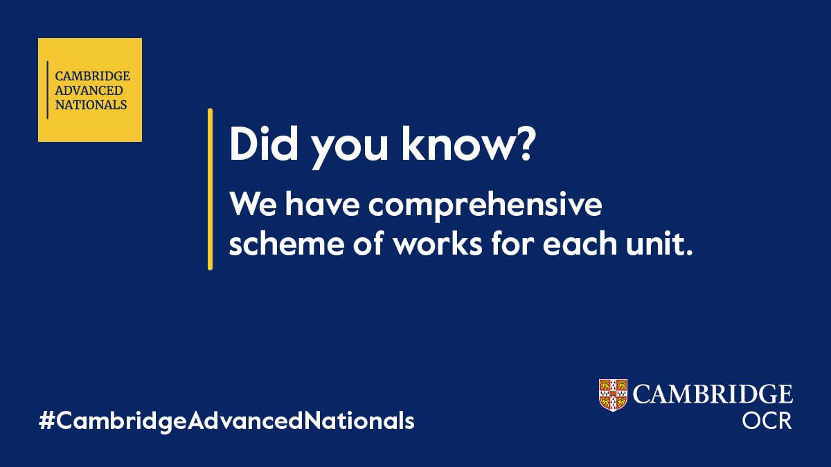 CambridgeOCR's tweet image. Cambridge Advanced Nationals (AAQs) - Did you know?  Want to find out more? hubs.li/Q03TK7w20  #alevels #alevel #sixthform #btec #student  #ucas #university #college #education