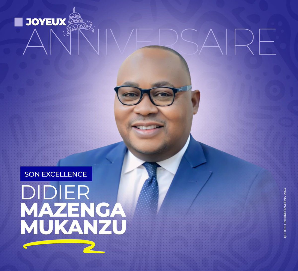 #RDC 
Joyeux anniversaire son excellence Me. DIDIER MAZENGA MUKANZU, ministre du tourisme et Secrétaire Général Chef du Parti Lumumbiste Unifié « Palu » en sigle.