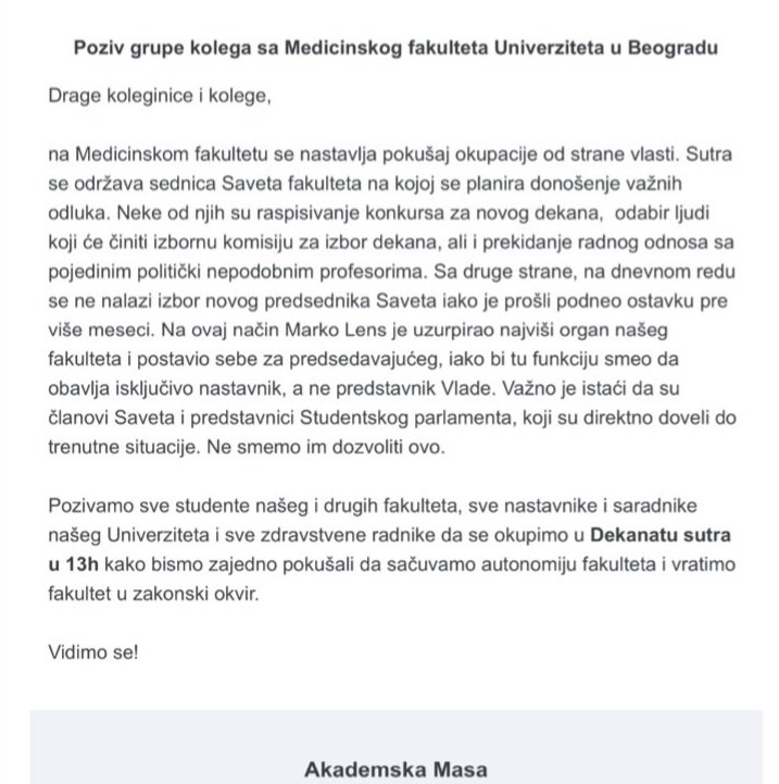 pajaoliver's tweet photo. Odbrana Univerziteta!
Jedan po jedan, svi fakulteti i režimu nepodobni profesori naći će se u istom problemu. Nekada (1998) radikali su smislili Zakon o obrazovanju, a sada nas sklanjaju postepeno.
Neće uspeti! 
UB je institucija stara više od 200 godina. https://t.co/ZfTTrs0UX4